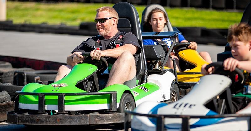 group of go karts on Intimidator track